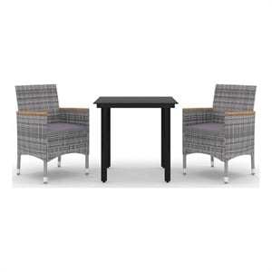 Afuera Living Contemporary Garden Dining Set Poly Rattan in Gray