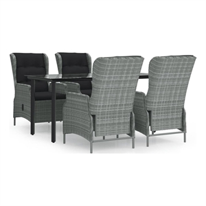Afuera Living Contemporary Garden Dining Set in Light Gray/Black