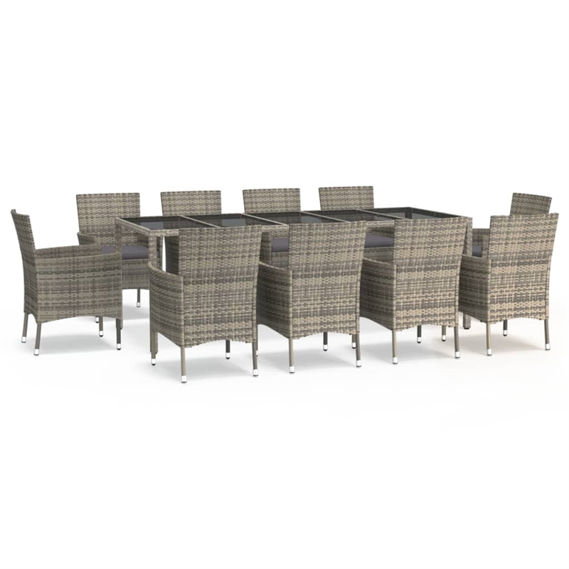 Afuera Living Contemporary Poly Rattan Garden Dining Set in Gray