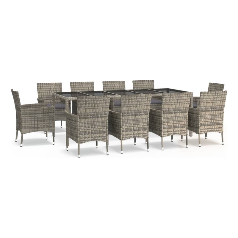 Afuera Living Contemporary Poly Rattan Garden Dining Set in Gray