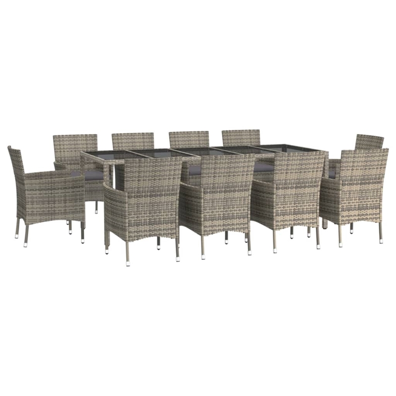 Afuera Living Contemporary Poly Rattan Garden Dining Set in Gray