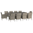 Afuera Living Contemporary Poly Rattan Garden Dining Set in Gray