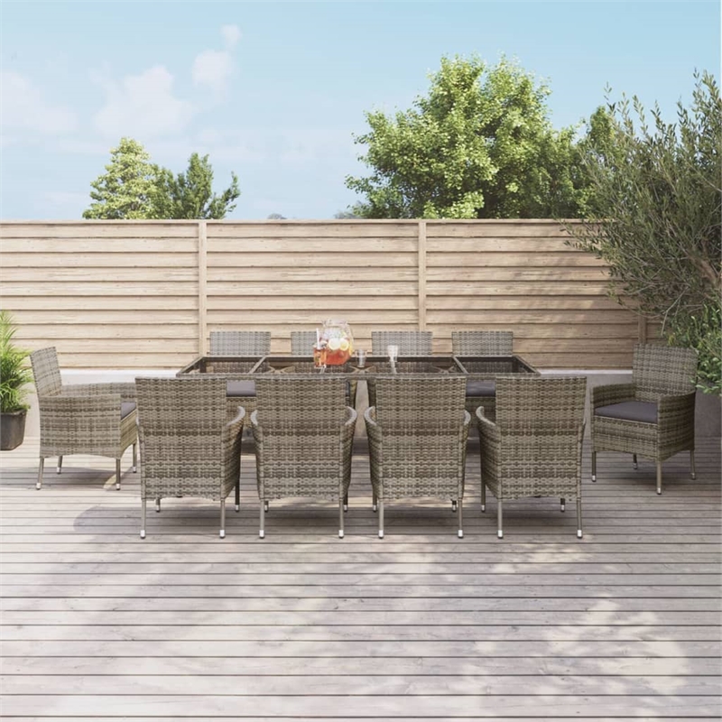 Afuera Living Contemporary Poly Rattan Garden Dining Set in Gray
