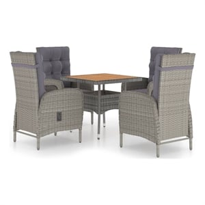Afuera Living Contemporary Poly Rattan Garden Dining Set in Gray