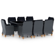 Afuera Living Contemporary Synthetic Poly Rattan Outdoor Dining Set in Dark Gray