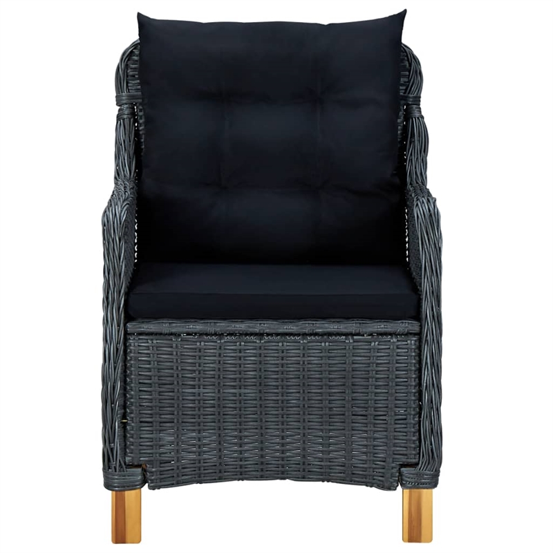 Afuera Living Contemporary Synthetic Poly Rattan Outdoor Dining Set in Dark Gray