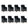 Afuera Living Contemporary Synthetic Poly Rattan Outdoor Dining Set in Dark Gray