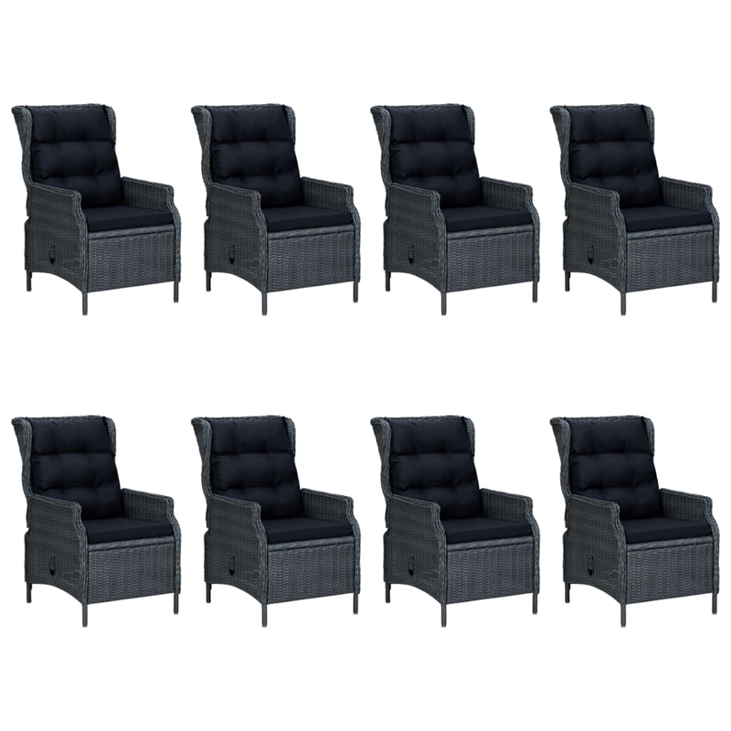 Afuera Living Contemporary Synthetic Poly Rattan Outdoor Dining Set in Dark Gray