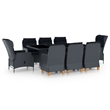 Afuera Living Contemporary Synthetic Poly Rattan Outdoor Dining Set in Dark Gray