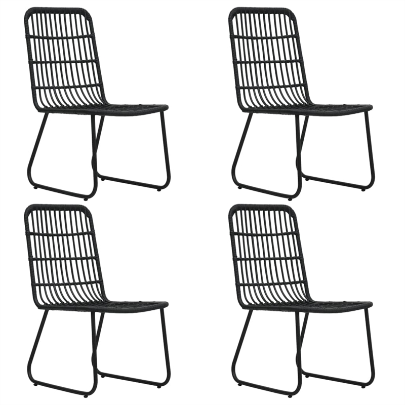 Afuera Living Contemporary Synthetic Poly Rattan Dining Set in Black