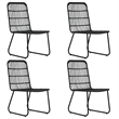 Afuera Living Contemporary Synthetic Poly Rattan Dining Set in Black