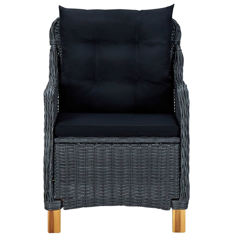 Afuera Living Contemporary Synthetic Poly Rattan Outdoor Dining Set in Dark Gray