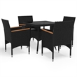Afuera Living Contemporary Synthetic Poly Rattan Dining Set in Black/Brown/Cream
