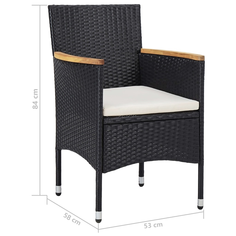 Afuera Living Contemporary Synthetic Poly Rattan Dining Set in Black/Brown/Cream