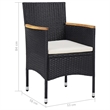 Afuera Living Contemporary Synthetic Poly Rattan Dining Set in Black/Brown/Cream
