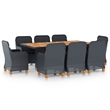 Afuera Living Contemporary Synthetic Poly Rattan Outdoor Dining Set in Dark Gray