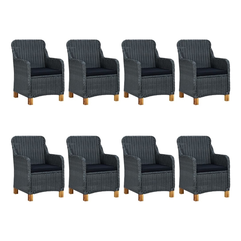 Afuera Living Contemporary Synthetic Poly Rattan Outdoor Dining Set in Dark Gray