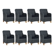 Afuera Living Contemporary Synthetic Poly Rattan Outdoor Dining Set in Dark Gray