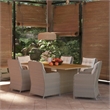 Afuera Living Contemporary Synthetic Poly Rattan Dining Set in Brown/Cream White