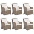 Afuera Living Contemporary Synthetic Poly Rattan Dining Set in Brown/Cream White