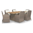 Afuera Living Contemporary Synthetic Poly Rattan Dining Set in Brown/Cream White