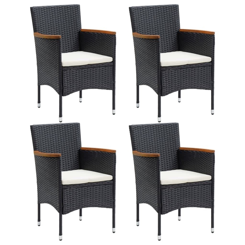 Afuera Living Contemporary Synthetic Poly Rattan Dining Set in Black/Cream White
