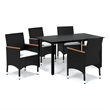 Afuera Living Contemporary Synthetic Poly Rattan Dining Set in Black/Cream White