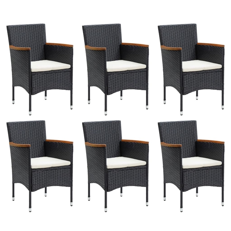 Afuera Living Contemporary Synthetic Poly Rattan Dining Set in Black/Cream White