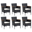 Afuera Living Contemporary Synthetic Poly Rattan Dining Set in Black/Cream White
