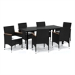 Afuera Living Contemporary Synthetic Poly Rattan Dining Set in Black/Cream White