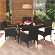 Afuera Living Contemporary Synthetic Poly Rattan Dining Set in Black/Cream White