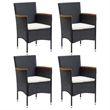 Afuera Living Contemporary Synthetic Poly Rattan Dining Set in Black/Cream White
