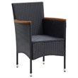 Afuera Living Contemporary Synthetic Poly Rattan Dining Set in Black/Cream White