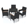 Afuera Living Contemporary Synthetic Poly Rattan Dining Set in Black/Cream White