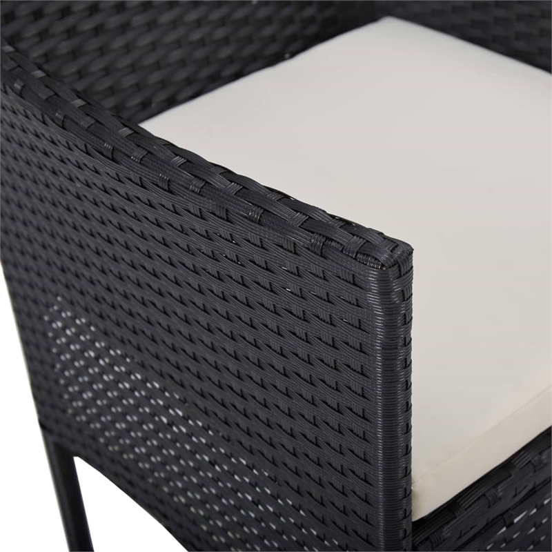 Afuera Living Contemporary Synthetic Poly Rattan Dining Set in Black/Cream White