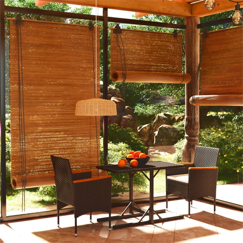 Afuera Living Contemporary Synthetic Poly Rattan Dining Set in Black/Cream White
