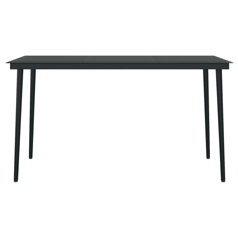 Afuera Living PE Rattan/Powder-Coated Steel/Glass Garden Dining Set in Gray
