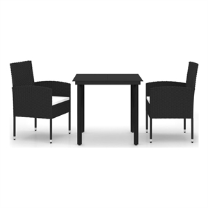 Afuera Living Powder-Coated Steel/Glass Standard Garden Dining Set in Black