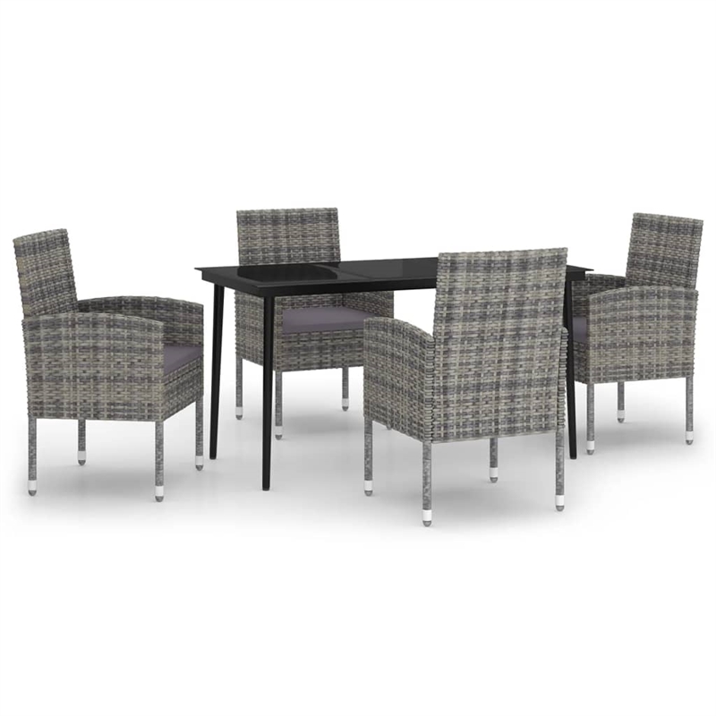 Afuera Living PE Rattan Medium Durable Garden Dining Set in Anthracite/Gray