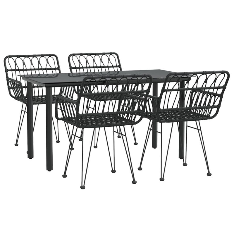 Afuera Living Polyethylene Rattan Medium Durable Garden Dining Set in Black