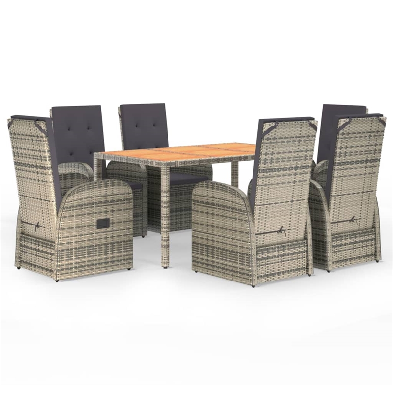 Afuera Living PE Rattan Large Adjustable Armrests Garden Dining Set in Gray
