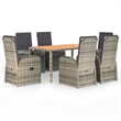 Afuera Living PE Rattan Large Adjustable Armrests Garden Dining Set in Gray