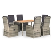 Afuera Living PE Rattan Large Adjustable Armrests Garden Dining Set in Gray