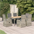 Afuera Living PE Rattan Large Adjustable Armrests Garden Dining Set in Gray