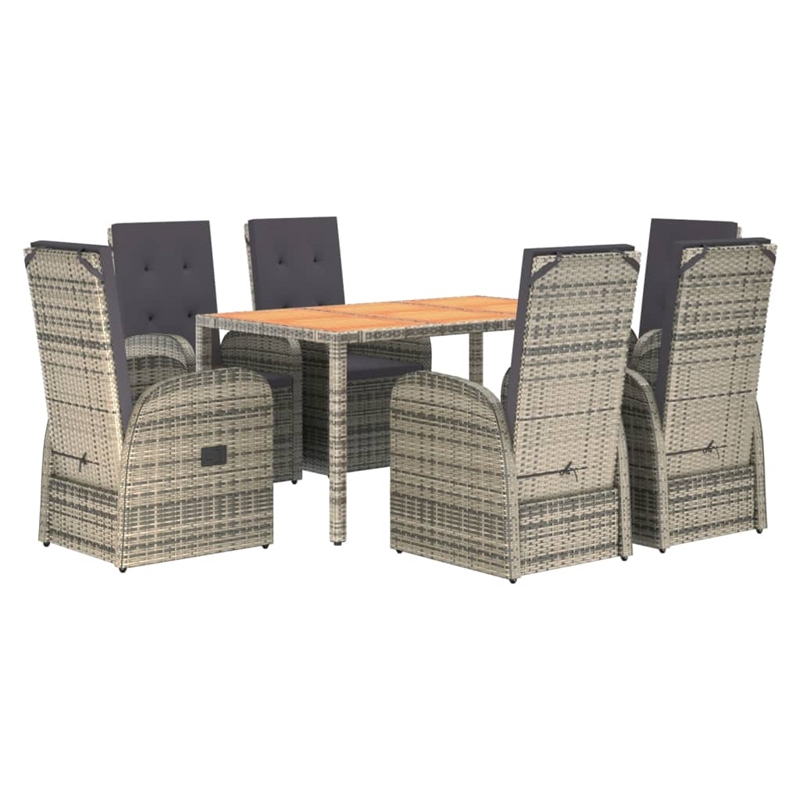 Afuera Living PE Rattan Large Adjustable Armrests Garden Dining Set in Gray