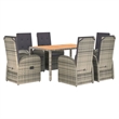 Afuera Living PE Rattan Large Adjustable Armrests Garden Dining Set in Gray