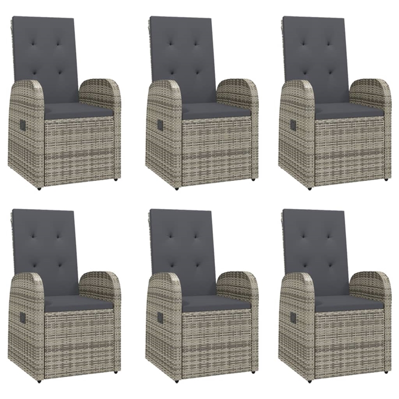 Afuera Living PE Rattan Large Adjustable Armrests Garden Dining Set in Gray