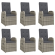 Afuera Living PE Rattan Large Adjustable Armrests Garden Dining Set in Gray