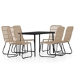 Afuera Living PE Rattan/Powder-Coated Steel 7 Piece Set Dining Set in Black