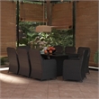 Afuera Living Dining Set in Black PE Rattan/Glass/Powder-Coated Steel Large